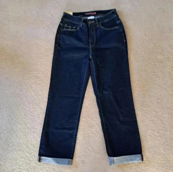 New! Santana Jeans Capri Pants Size 6 Dark  Wash Denim Cropped Stretch - Picture 1 of 11